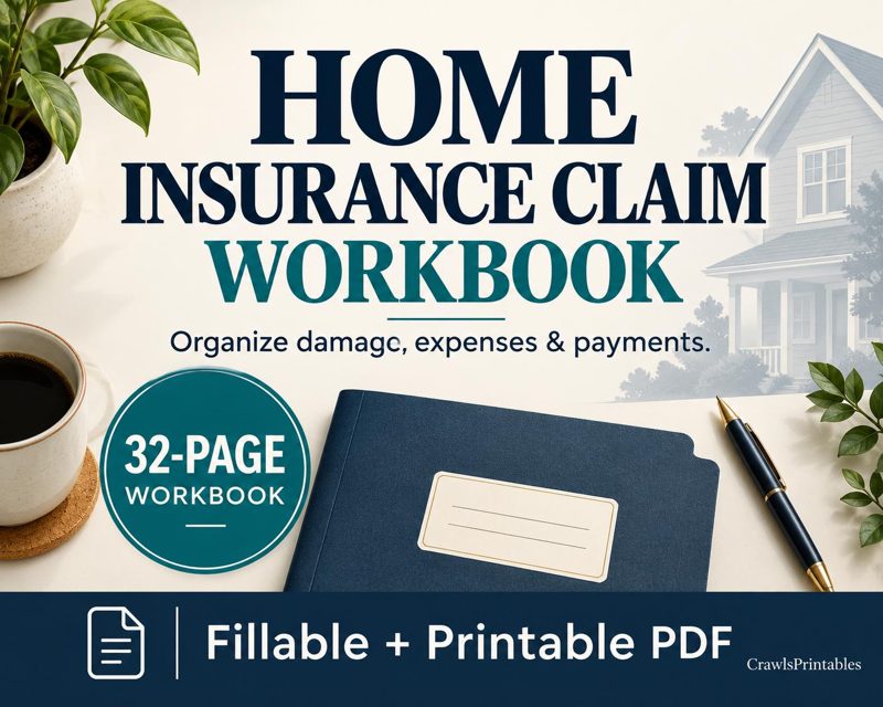 Home Insurance Claim Workbook printable PDF preview